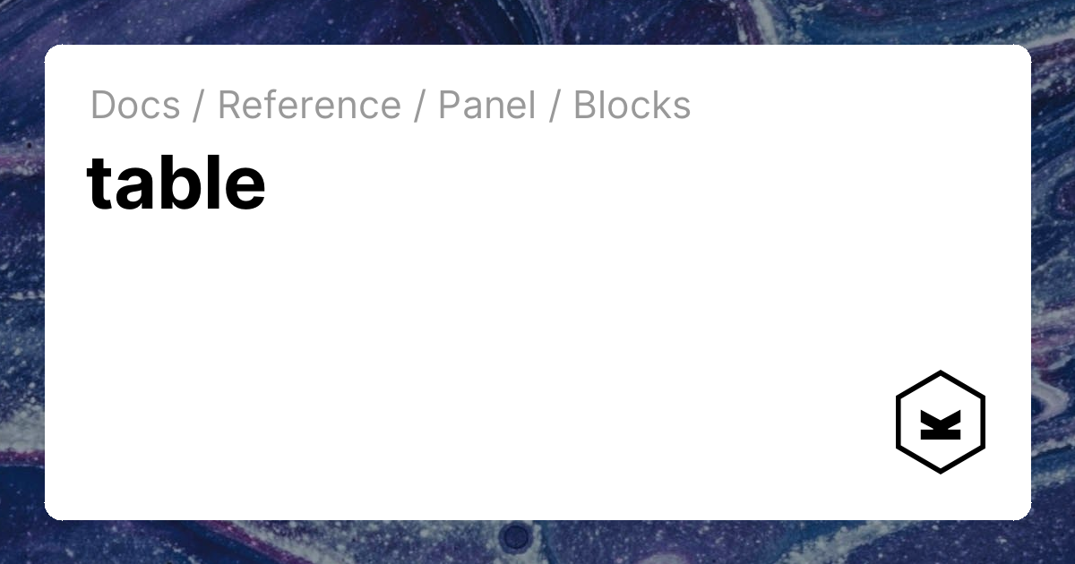 table | Kirby CMS
