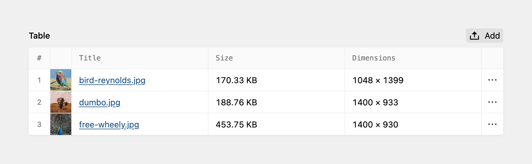 Files section | Kirby CMS